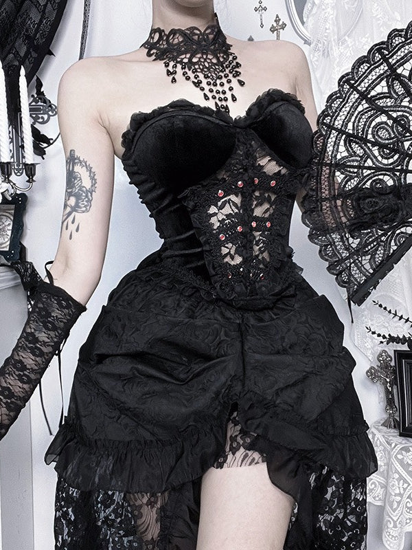 Cutout Lace Gothic Slim Boned Corset