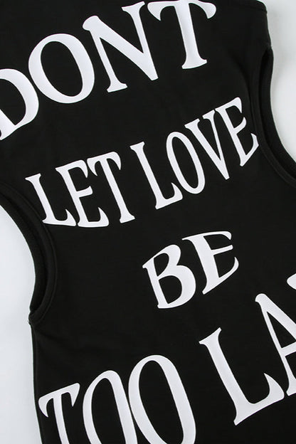 Street Style Sexy Letter Print Cutout Bodycon Mini Dress