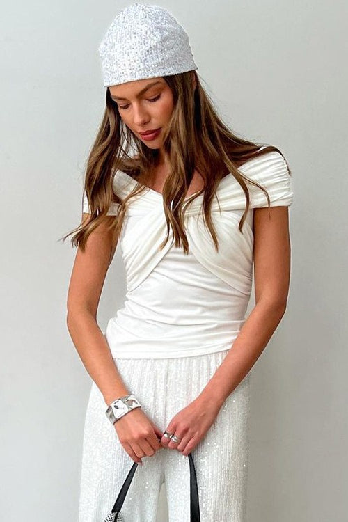 Elegant Chic Off Shoulder Twist Blouse