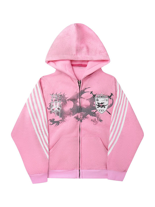 Oversized Hoodie with Lettering Stripes