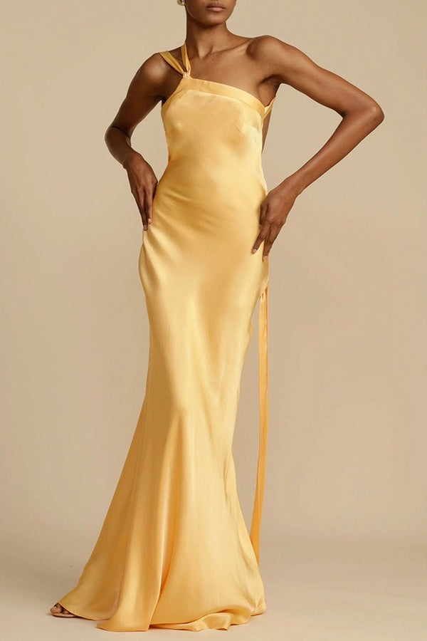 Satin One Shoulder Bodycon Formal Dress
