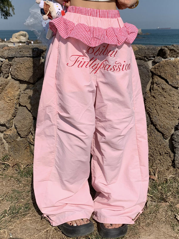 Letter Print Wide Leg Pants