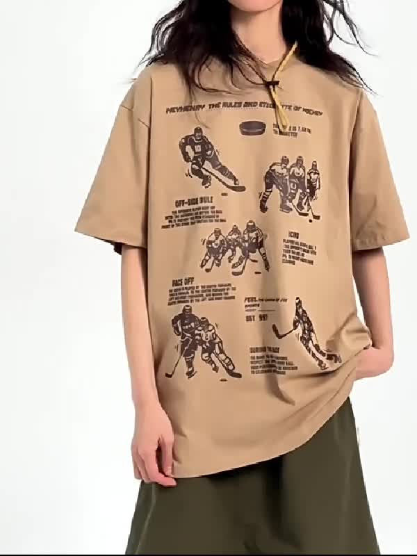 Retro Print Oversized Short Sleeve Tee