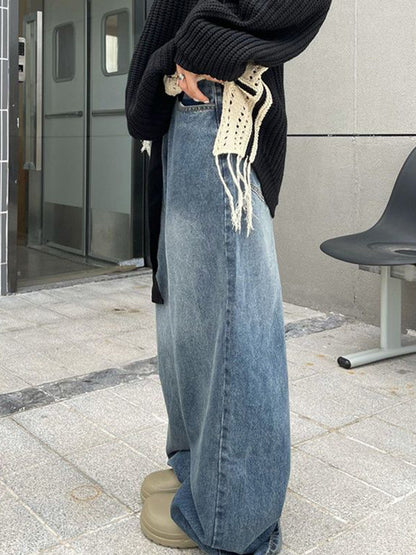 Retro Washed Dangle Mopping Boyfriend Jeans