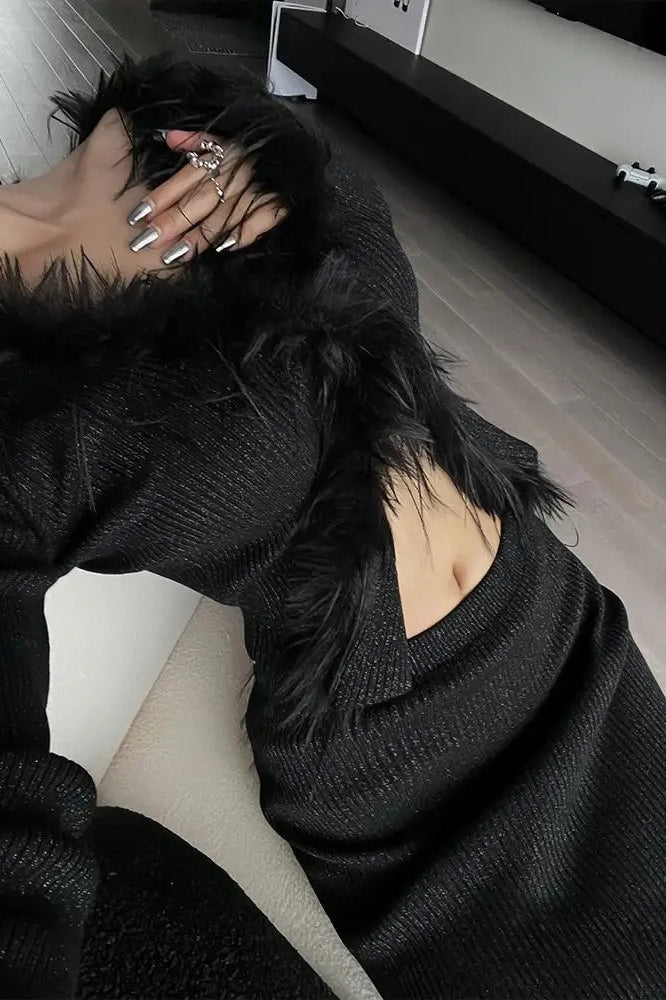 Black Y2k Chic Korean Fashion Long Sleeve Women's Cardigan Sweater