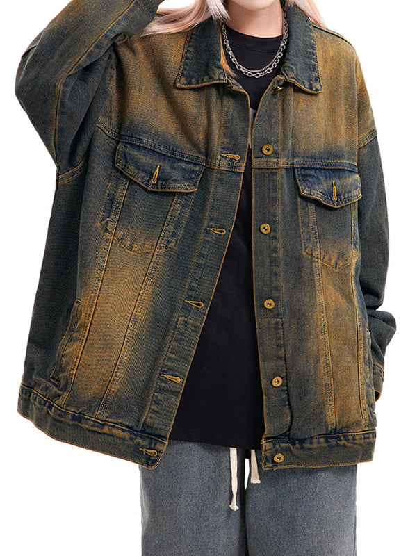 Ombre Washed Loose Denim Jacket