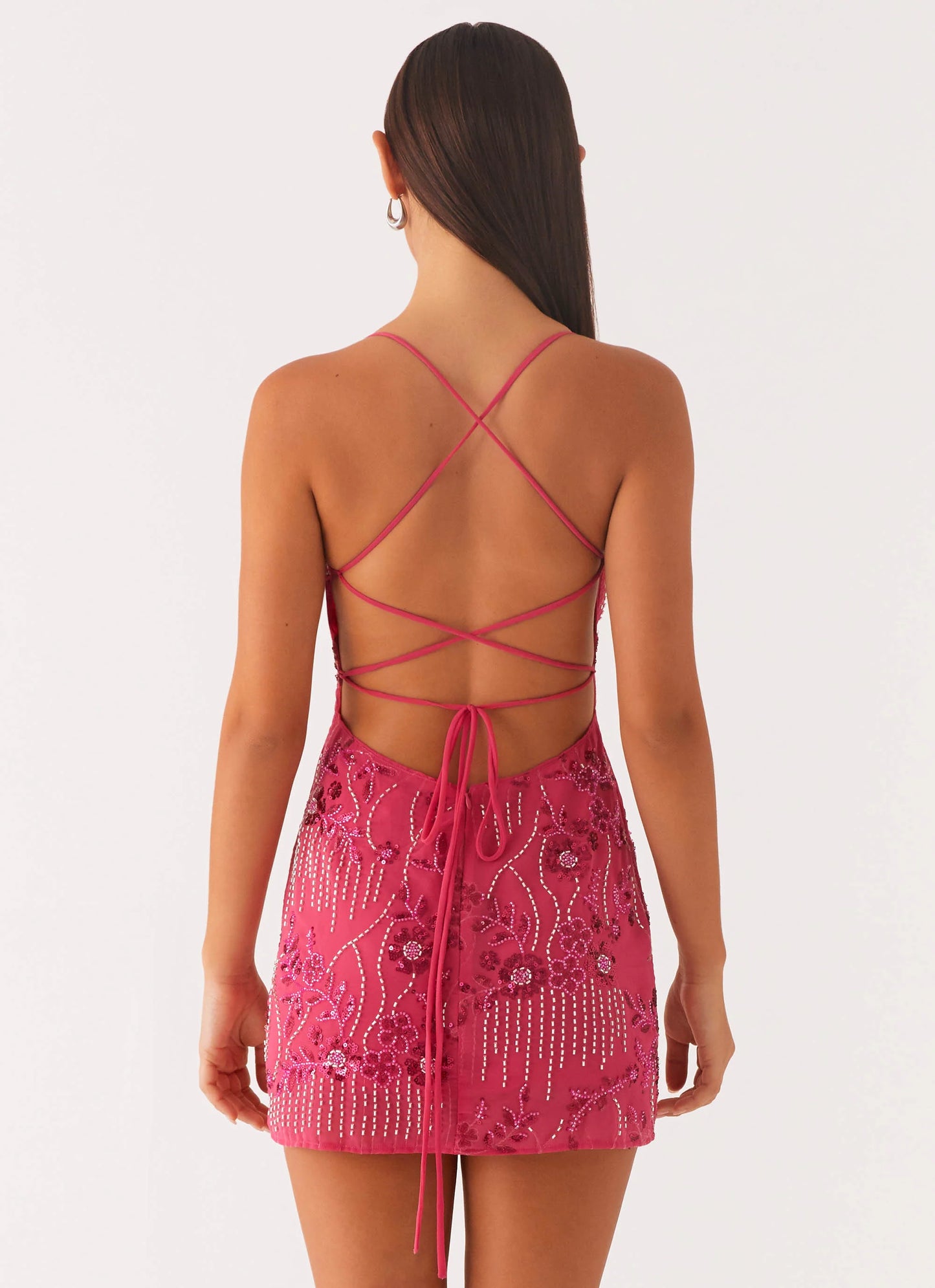 Vietta Sequin Cami Micro Mini Dress - Fuchsia