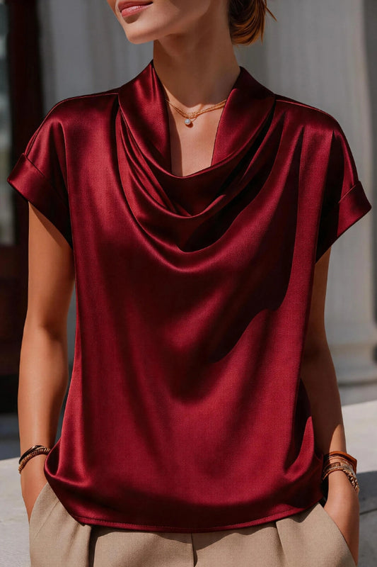 Solid Color Loose-fitting Casual Short-sleeved Top