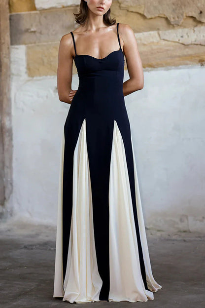 Eternal elegant stitching black and white tulle wavy dress