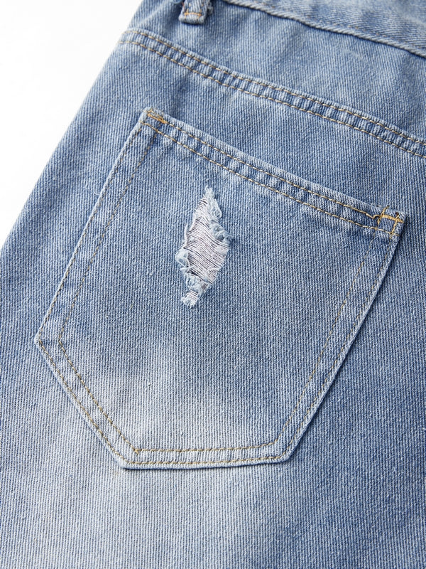 Vintage Wash Loose Ripped Jeans