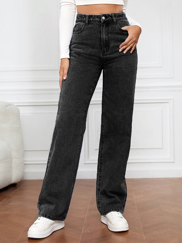 Stretch Washed Fashionable Straight Leg Boyfriend Jeans