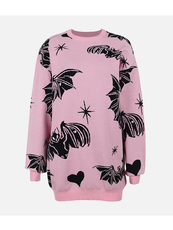 Bat Print Oversized Sweaters