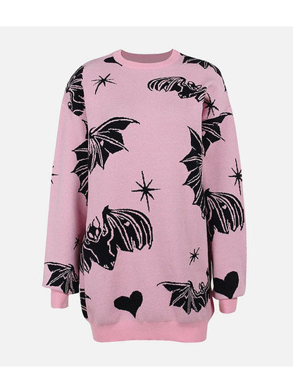 Bat Print Oversized Sweaters