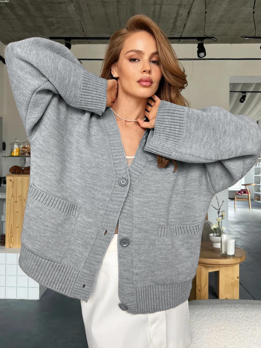 V-Neck Pocket Knit Cardigan
