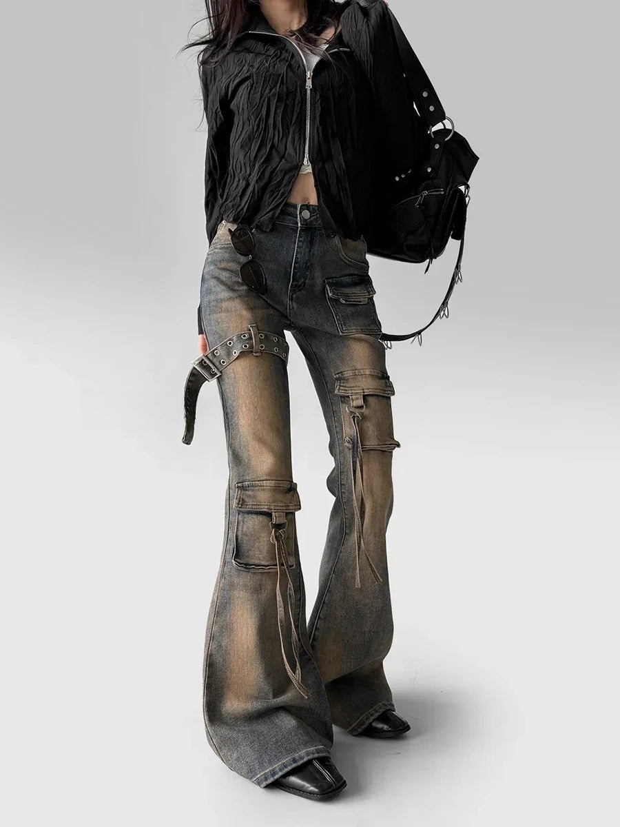 Vintage Washed Bootcut Pants
