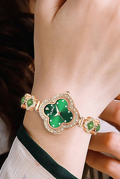 Fashion Four Leaf Clover Chalcedony Jewelry Quartz Watch