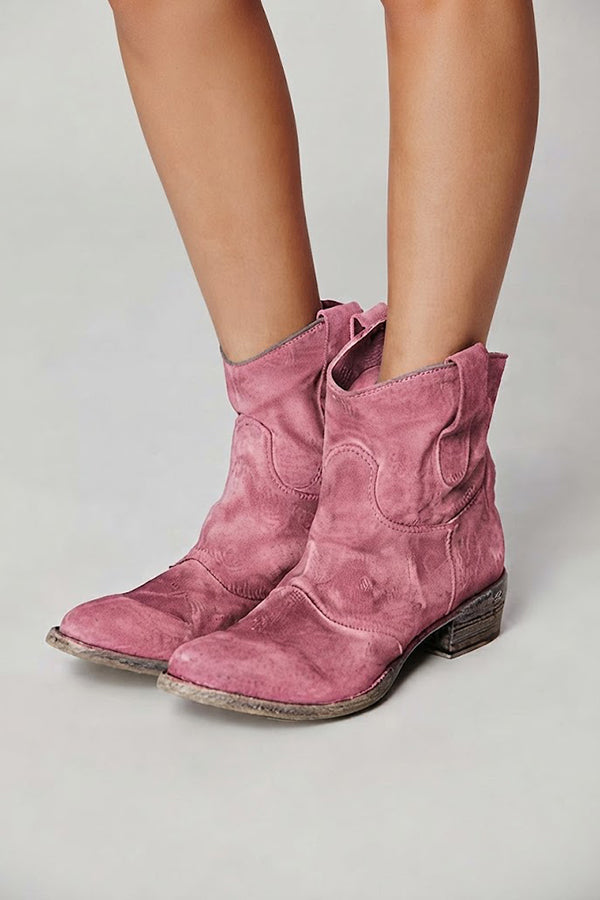 Faux Suede Mid-calf Boots with Low Heels