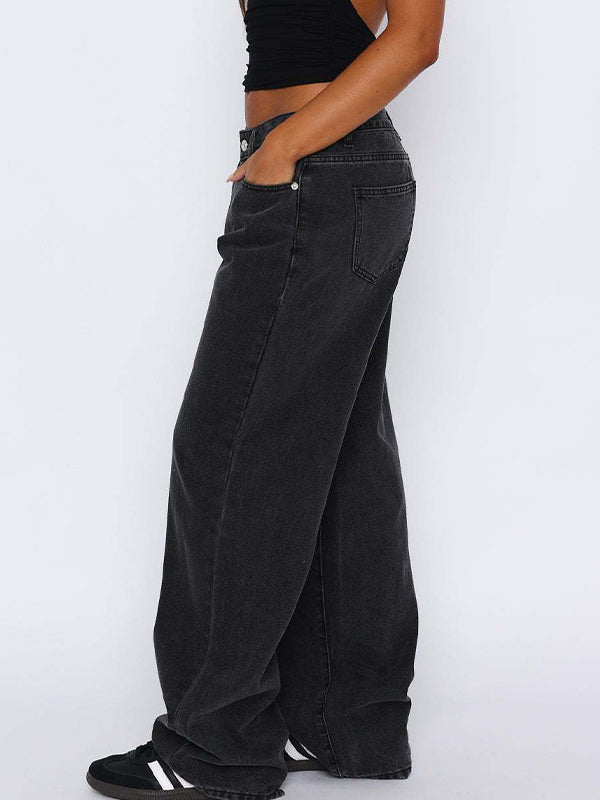 Versatile Simple Midriff Boyfriend Jeans