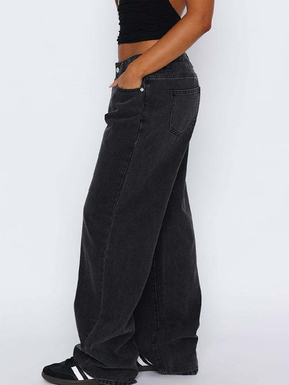 Versatile Simple Midriff Boyfriend Jeans