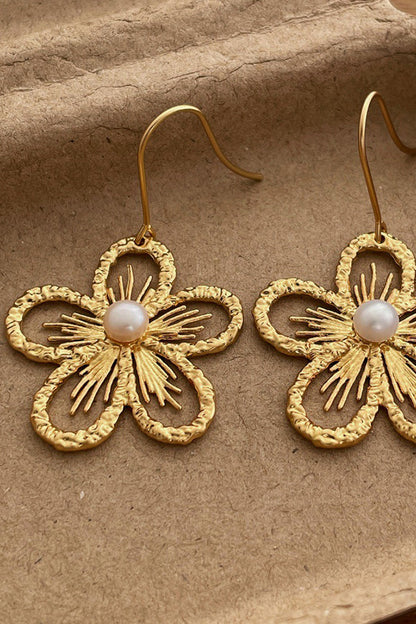 Pearl Openwork Flower Earrings