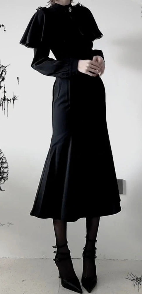 Black Bodycon Lace Midi Dress