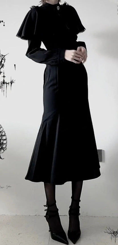 Black Bodycon Lace Midi Dress