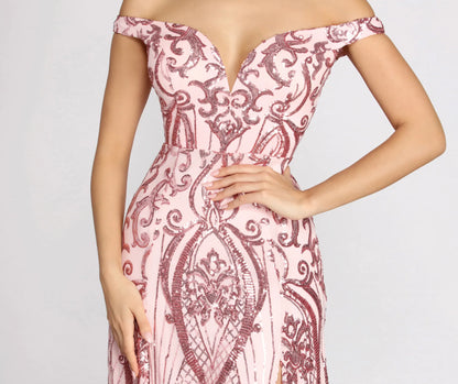 Camilla Sequin Off Shoulder A-Line Dress