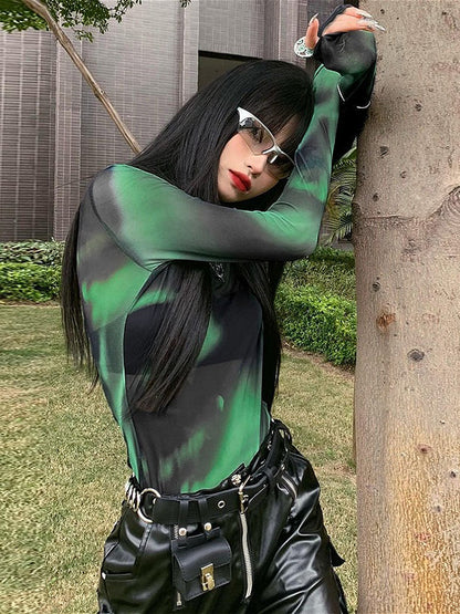 Gradient Tie Dye Mesh Top