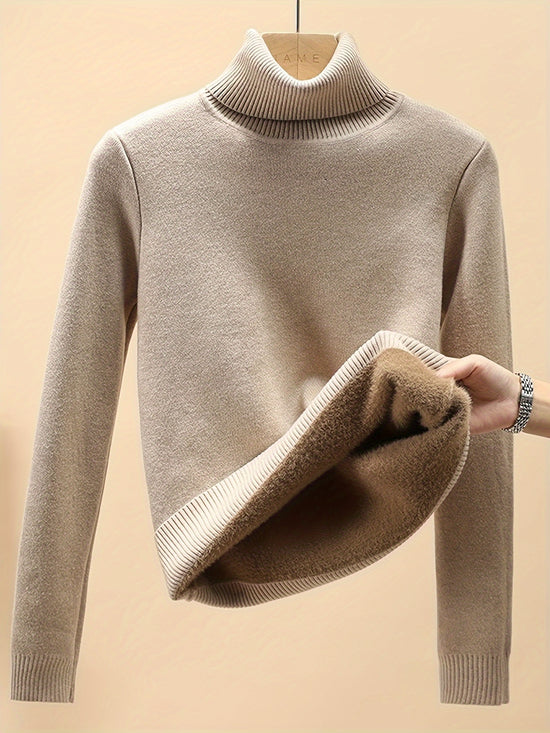 Suéter ajustado con forro polar grueso y fácil de usar para mujer | Ideal para otoño/invierno