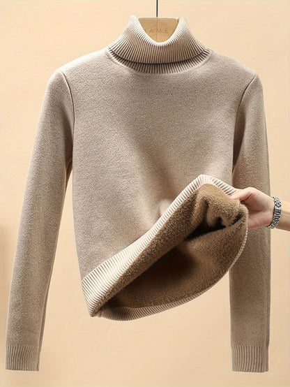Suéter ajustado con forro polar grueso y fácil de usar para mujer | Ideal para otoño/invierno