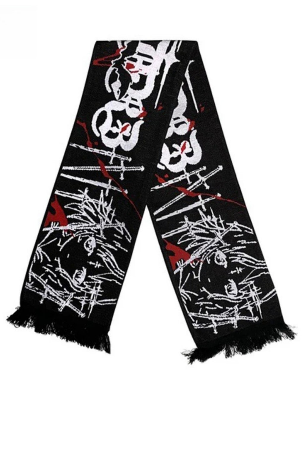 Goth Y2K Letter Graphic Striped Knit Scarf
