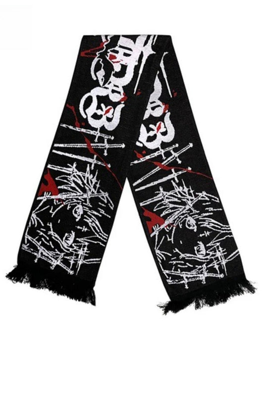 Goth Y2K Letter Graphic Striped Knit Scarf