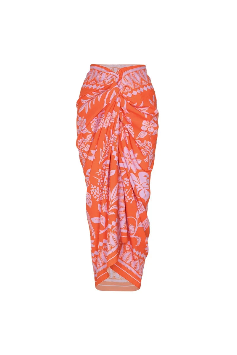 Conjunto de traje de baño floral con un hombro descubierto