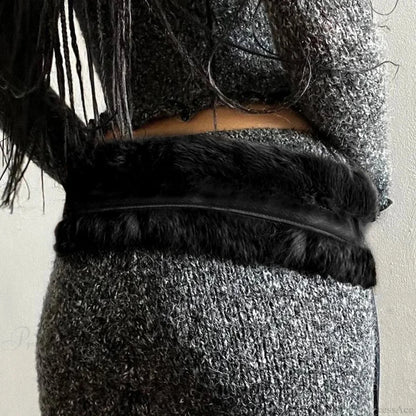 False Hair Patchwork Gothic Polyurethane Leather Vintage Waist Belt