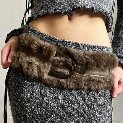 False Hair Patchwork Gothic Polyurethane Leather Vintage Waist Belt