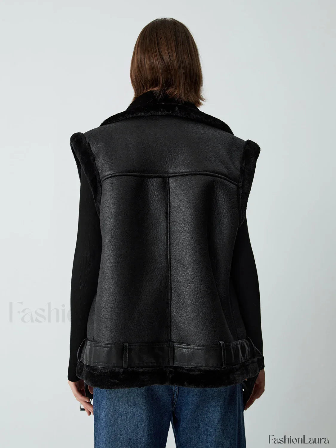 Faux Fur Graceful Leather Vest