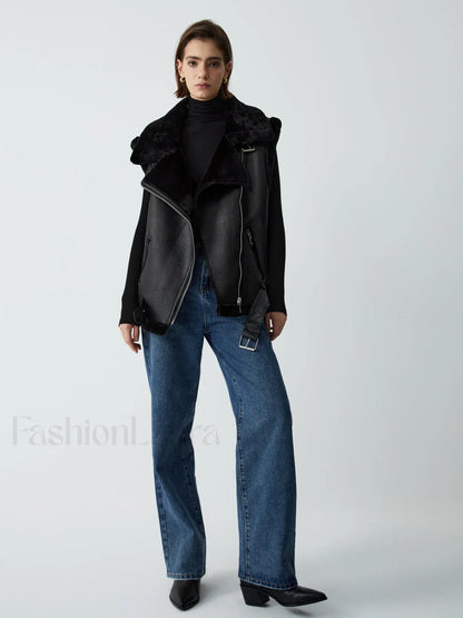 Faux Fur Graceful Leather Vest