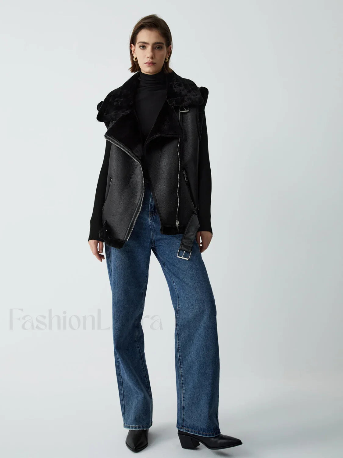 Faux Fur Graceful Leather Vest