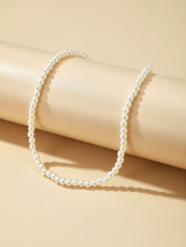 Faux Pearl Beaded Necklace for Women