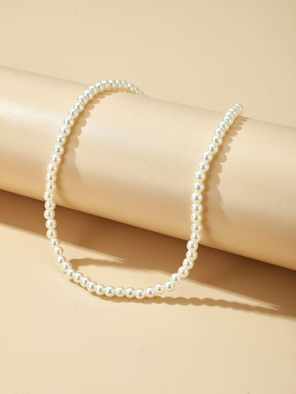 Faux Pearl Beaded Necklace for Women
