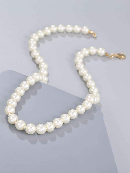 Faux Pearl Beaded Necklace for Women