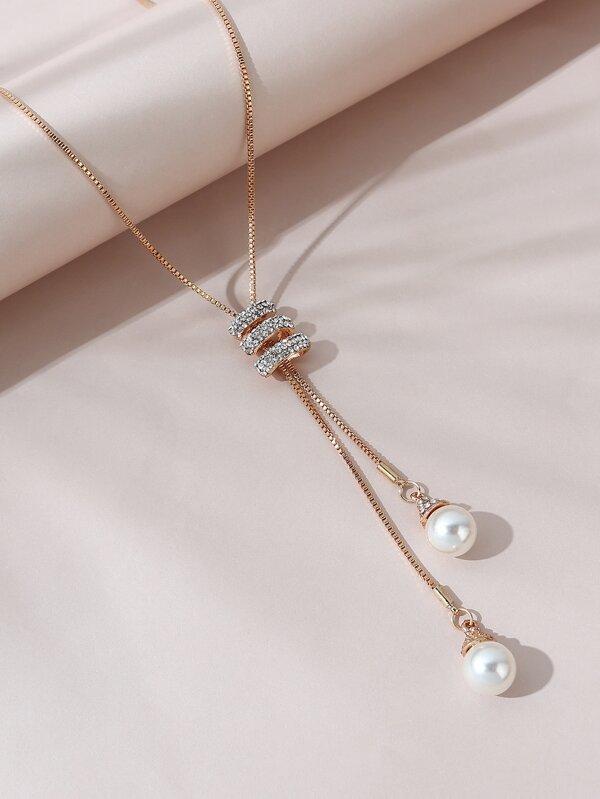 Faux Pearl Pendant Necklace for Women