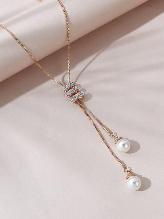 Faux Pearl Pendant Necklace for Women