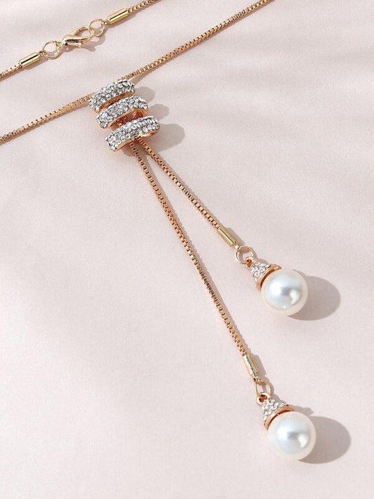 Faux Pearl Pendant Necklace for Women