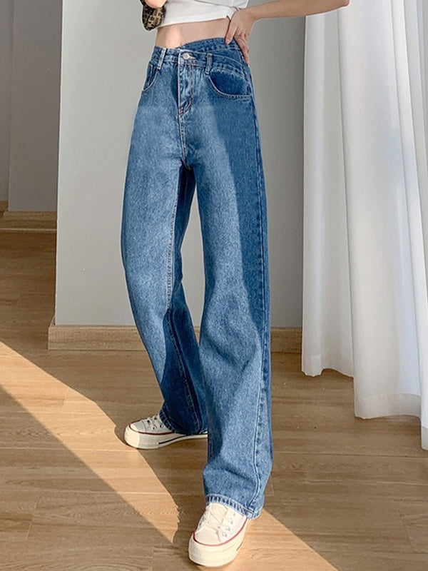 Irregular Design High Rise Boyfriend Jeans