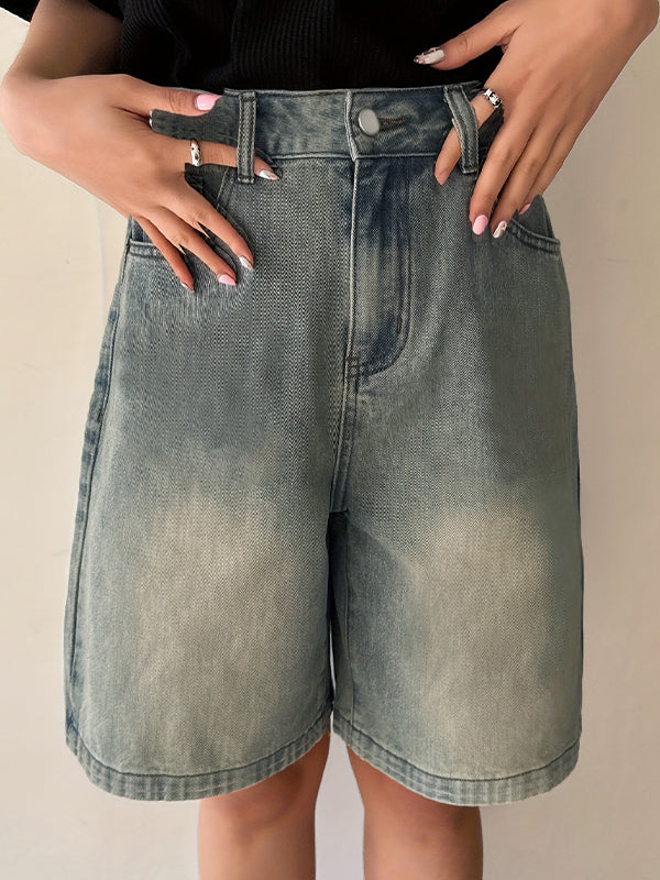 Vintage Loose Straight Denim Shorts