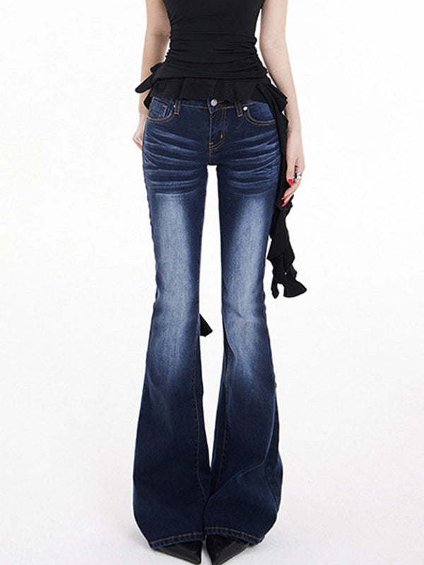 Vintage Washed Slim Fit Flare Jeans