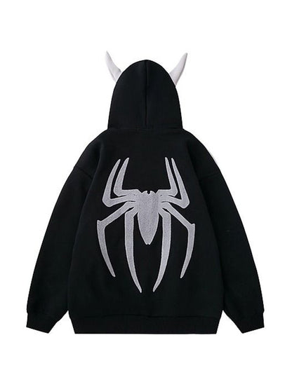 Street Spider Embroidered Devil Styling Oversized Hoodie