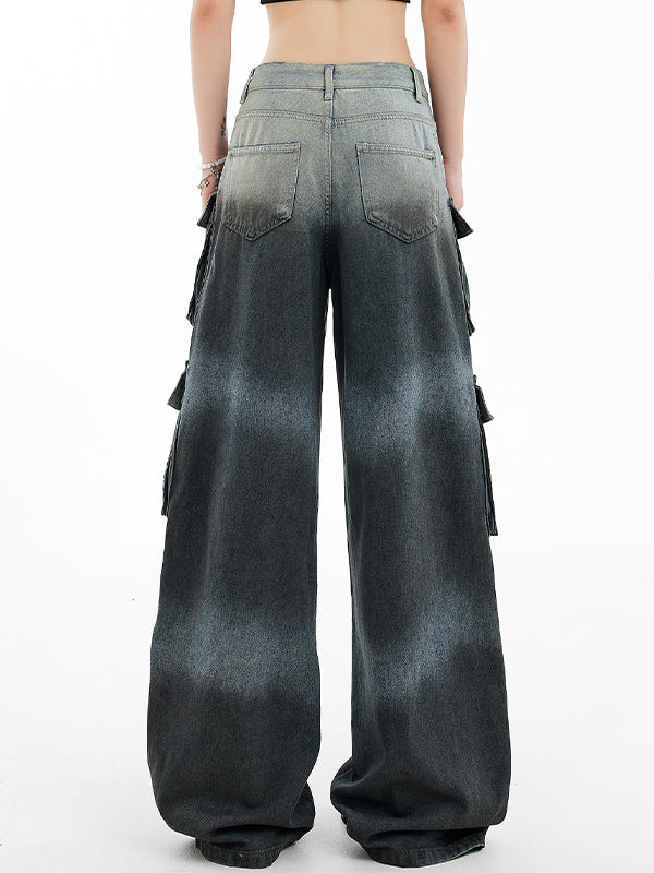 Loose slim gradient design Cargo Jeans
