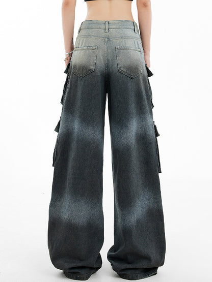Loose slim gradient design Cargo Jeans